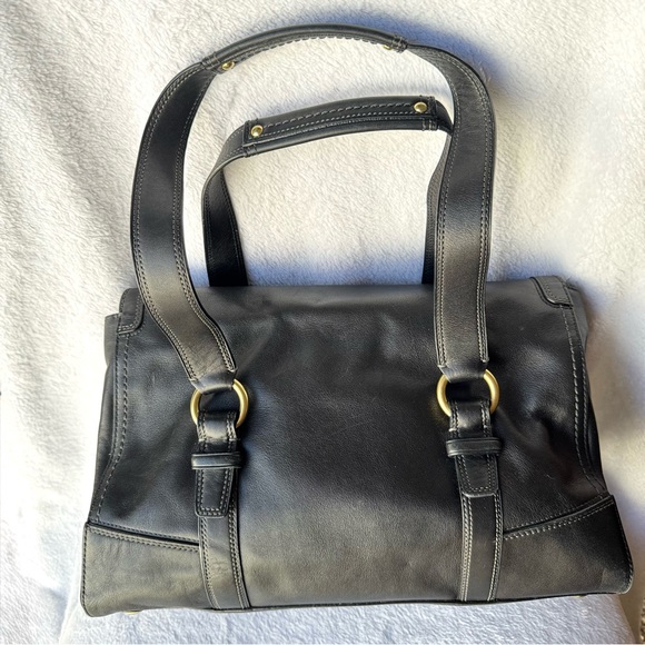 Vintage Coach Hampton #11046 Large Shoulder Bag Turnlock Black Leather - Picture 4 of 11